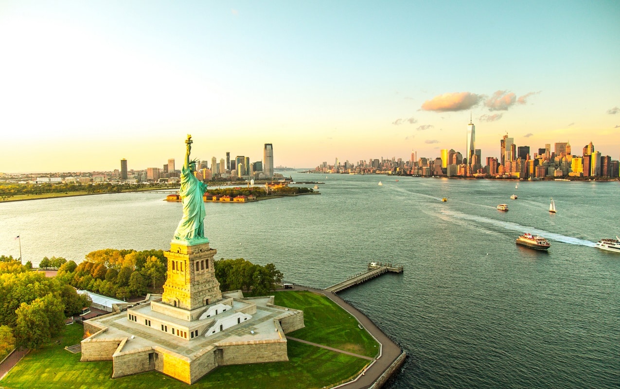 Liberty Island overlooking Manhattan Skyline